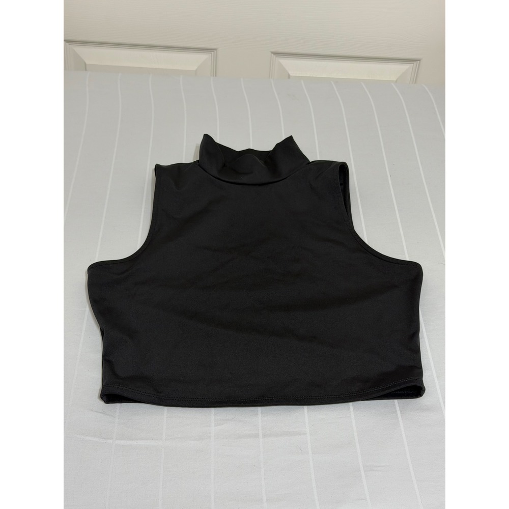 Bar III Womens XL Black Mock Neck Sleeveless Crop Top Tank